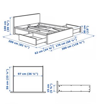 Cama IKEA MALM 160×200 con 4 cajones de almacenaje
