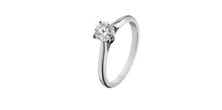 Anillo Solitario Cartier Plata y Diamante