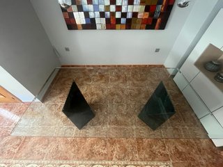 Mesa Centro Cristal y Mármol Verde