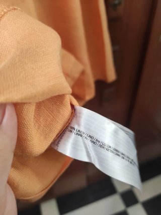 Vestido MANGO verano naranja Talla S 100% lino