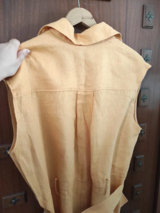 Vestido MANGO verano naranja Talla S 100% lino