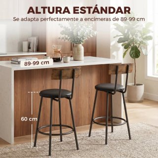 Set 2 Taburetes Bar con Respaldo