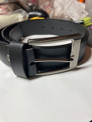 Cinturón Negro 115cm Hebilla Plateada