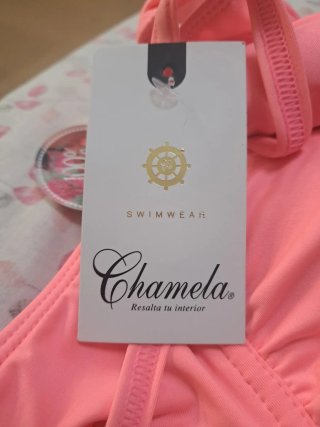 Bikini Chamela Rosa y Negro Talla L