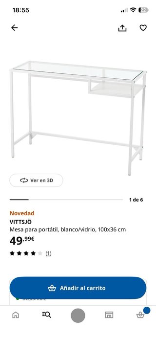 Escritorio cristal y metal Ikea
