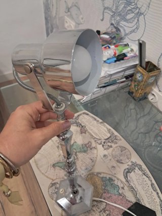Lámpara flexo níquel antigua mapa mundi