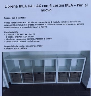 Libreria IKEA KALLAX 2 moduli + 6 cassetti