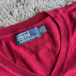 Vintage Polo Ralph Lauren Red Jumper V-Neck
