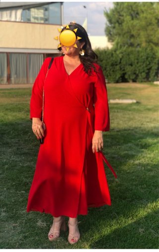 Vestido BIMANI Rojo Crepe Georgette Largo