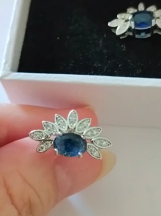 Pendientes Pandora Flor Azul y Plata
