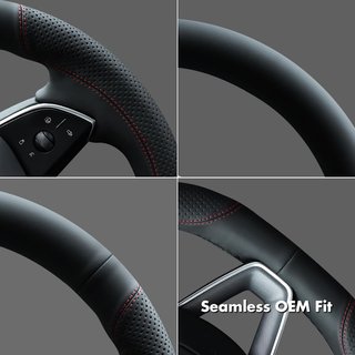 nueva Funda Volante Tesla Piel Microperforada Roja
