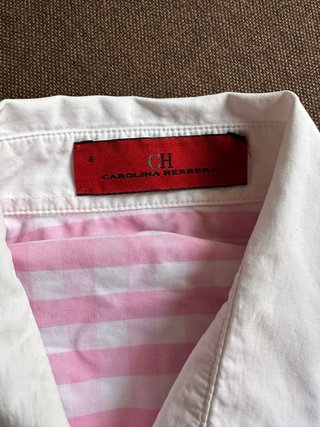Camisa Carolina Herrera cuadros rosa y blanco