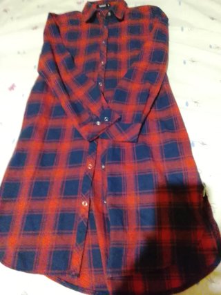 Camisa larga cuadros roja y azul Talla M