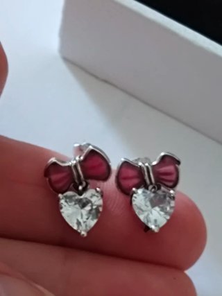 Pendientes Pandora Corazón y Lazo Rosa