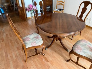 Mesa comedor extensible 1.15m + 5 sillas