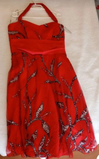Vestido fiesta y boda rojo con chaqueta
