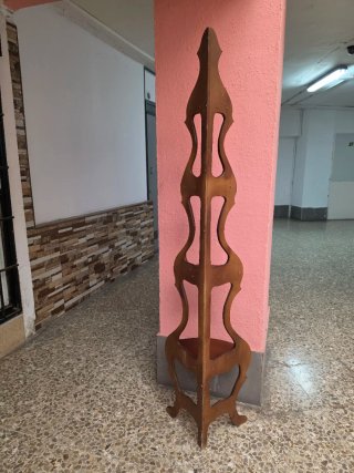 Estantería de esquina madera nogal