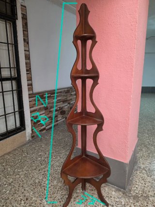 Estantería de esquina madera nogal
