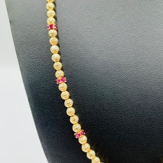 COLLAR BOLAS DIAMANTADAS Y PIEDRAS ROJAS. Oro 18K.
