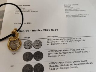 Ciondolo con Dracma Alessandro Magno in argento