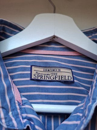 Camisa Springfield Rayas Azul Hombre Manga Larga