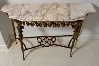 Mesa consola antigua bronce y mármol