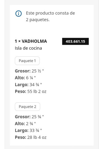 Isla de cocina IKEA Vadholma
