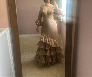 Vestido Flamenco Beige Volantes talla 42
