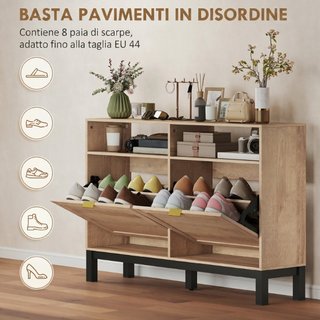 Scarpiera Salvaspazio Slim con 2 Ante a Ribalta e