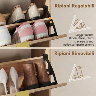 Scarpiera Salvaspazio Slim con 2 Ante a Ribalta e