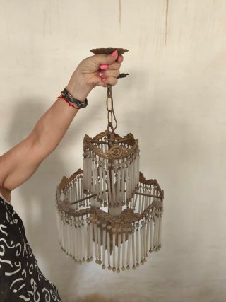 Lámparas de metal y cristal vintage