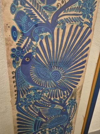 Cuadro hecho a mano México Aves Flores