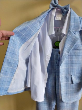 Traje de cuadros azul para niño SOLO UN USO