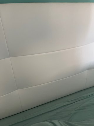 Cabecero de tela blanco y verde azulado