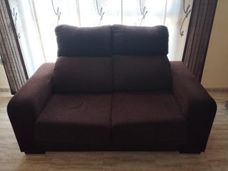 2 Sofás Tela Marrón Reclinable Extensible