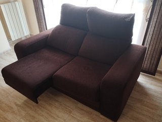 2 Sofás Tela Marrón Reclinable Extensible