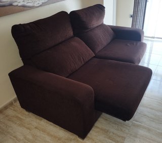 2 Sofás Tela Marrón Reclinable Extensible
