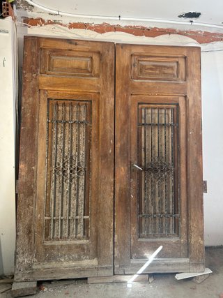 Puerta doble madera maciza antigua