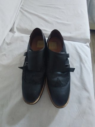Zapatos de vestir negros para hombre, piel