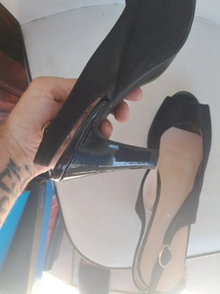 Zapatos tacón negros ante T39