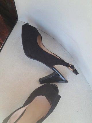 Zapatos tacón negros ante T39