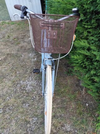 Bicicleta azul mujer con cesta