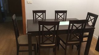 Mueble TV, mesita, mesa y 6 sillas