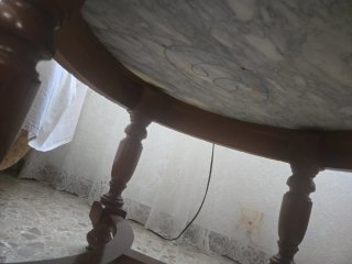 Tavolo ausiliario in legno e marmo