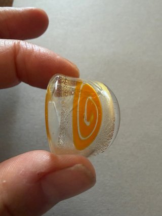 Anello Murano Vetro Arancione Oro Fatto a Mano