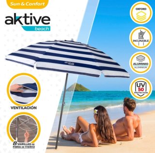 Aktive Sombrilla playa antiviento 8 varillas 220cm