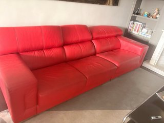Sofá de Piel Rojo 3 Plazas. Sofá de Piel / Cuero R