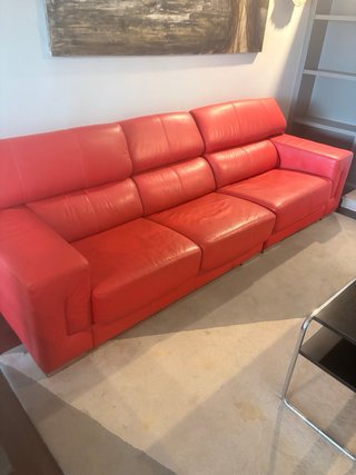 Sofá de Piel Rojo 3 Plazas. Sofá de Piel / Cuero R