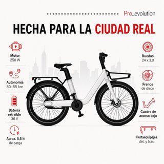 Bicicleta Eléctrica Urbana 250W 55km Robusta Nueva