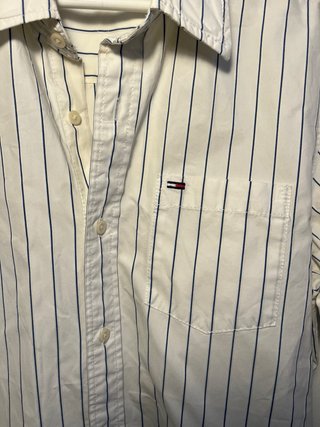 Camisa Tommy Denim blanca de rayas azules– Talla M